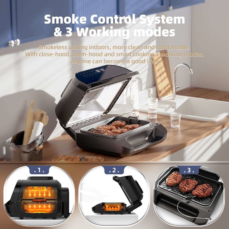 Home Smart 10l 7 ใน 1 เครื่อง Fryer ฟรีน้ํามัน ช่องชมพลังงาน Xl เครื่อง Fryer Air Flyer Grill
