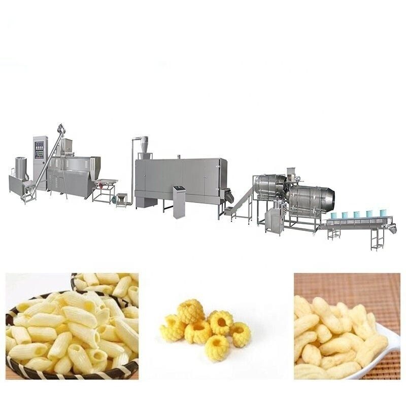 อัตโนมัติ เครื่องผลิตอาหารว่าง เครื่อง PLC ควบคุม Extruder 120KW พลังงาน 5000 KG น้ําหนัก