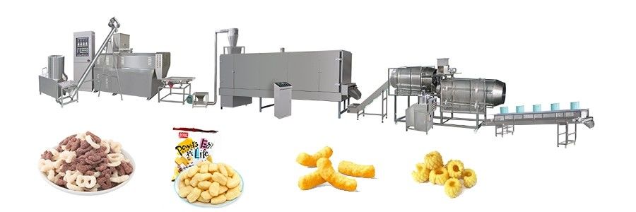 อัตโนมัติ เครื่องผลิตอาหารว่าง เครื่อง PLC ควบคุม Extruder 120KW พลังงาน 5000 KG น้ําหนัก