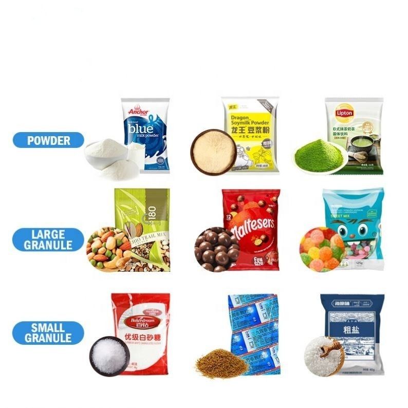 เครื่องบรรจุอาหารอัตโนมัติสําหรับอุตสาหกรรมอาหารและเครื่องดื่ม 60-100 ถุงความจุ มอเตอร์ PLC Gear